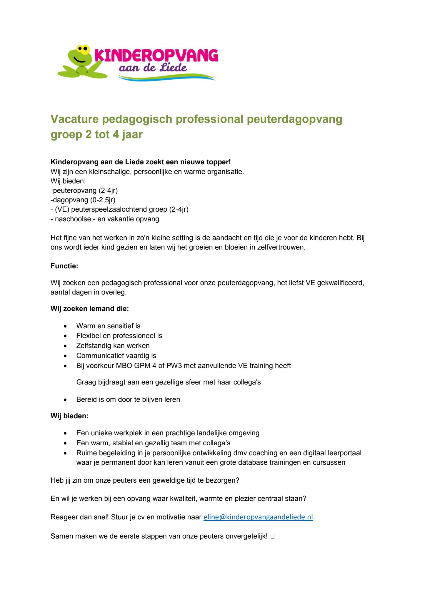 Vacature peuteropvang (Page 1)